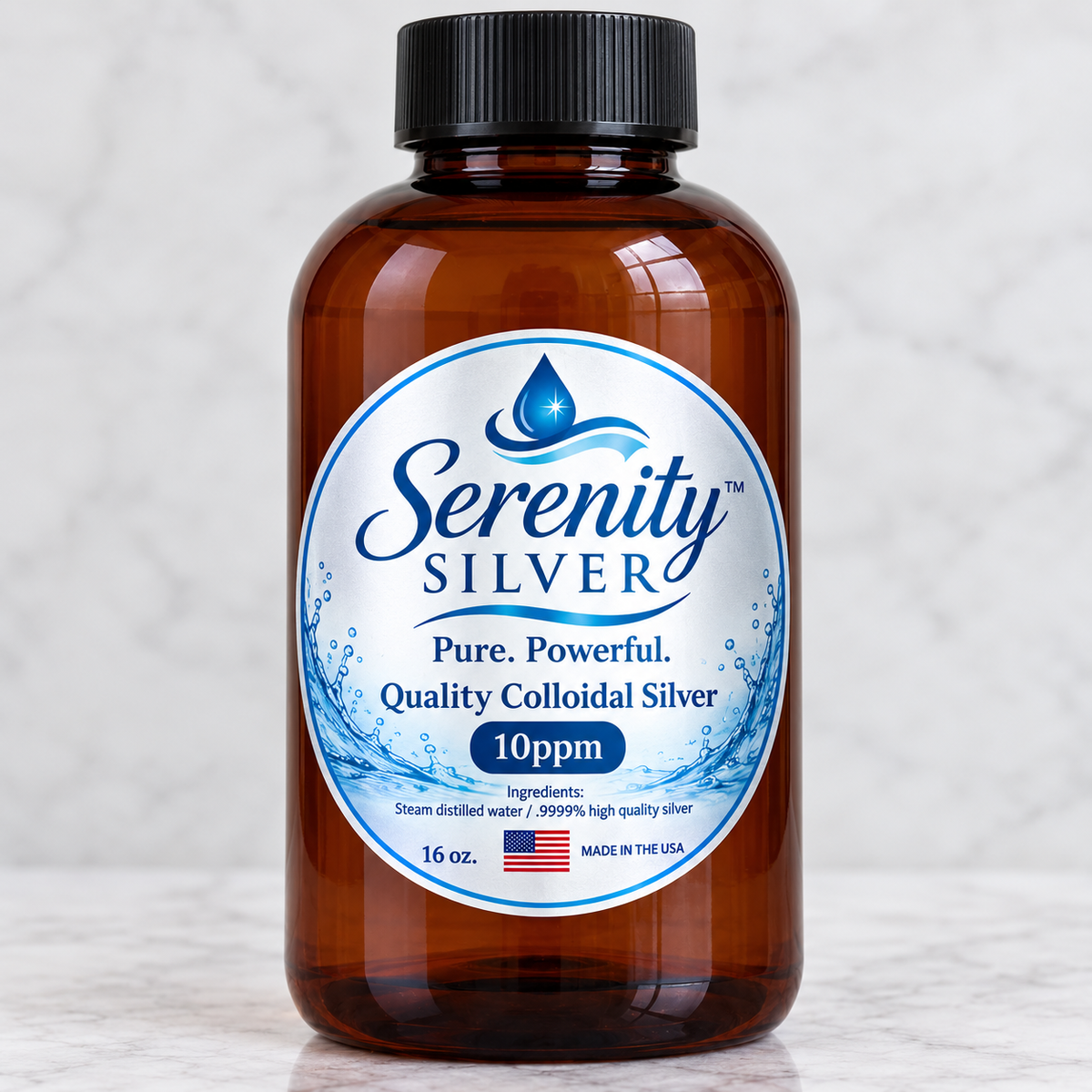 Serenity Silver - Quality Colloidal Silver - 16oz- 20 PPM